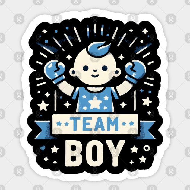 Team Boy Baby Announcement Gender Reveal Family Party Boxing Sticker by TopTees